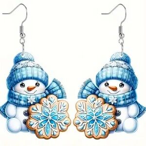 SNOWMAN Dangle Earrings NEW in Package L 1.2”  x W 0.1” NEW NWT